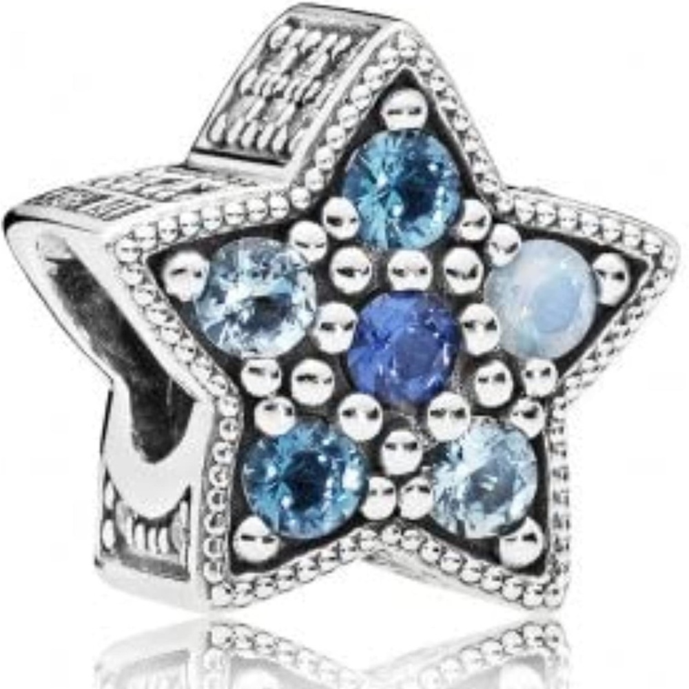 Retired Pandora Bright Star Luminous Multi-Colored Charm Sterling Silver EUC